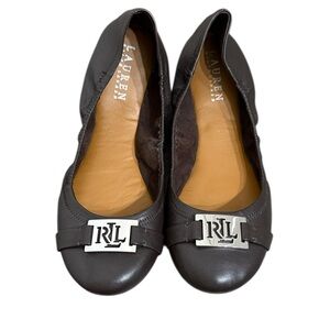 Lauren Ralph Lauren Dark Brown Flats with Silver Logo